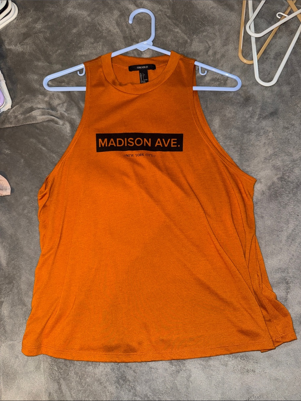 Forever 21 Orange 'Madison Ave.' Muscle Tank